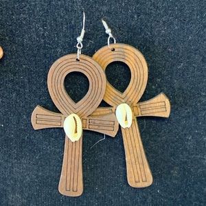 Handmade earrings made from natural materials.